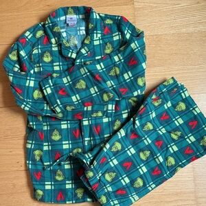 Hannah Andersson Grinch Green Plaid Kids Pajamas 130 - US8